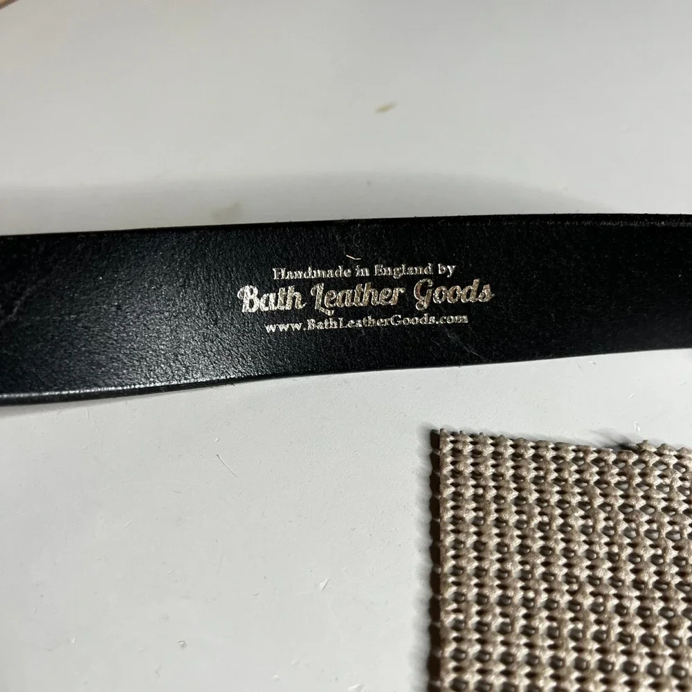 Bath Leather Goods Black Leather Belt Solid Brass Buckle Handmade in England